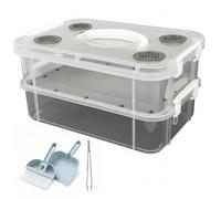 Mealworm Breeding Kit - Transparent Critter Keeper Container with Automatic Waste Separation for Live Insects like Dubia Roaches & Crickets - Includes Cleaning Tools Critter Keeper Plastic Terrarium