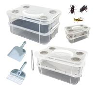 Mealworm Breeding Set, Transparent Mealworm Breeding Containers - Breeding Box for Live Mealworms, Suitable for Sugar Gliders, Reptiles, Chickens, Lizards, Bearded Dragons, Frogs (AB)