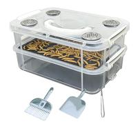 Mealworm Farm - Two Tier Clear Rearing Enclosure,See Through Habitat Box Air Circulation Structure Feeding Management Unit Larvae Cultivation Organizer Monitoring Setup | Hands On Creature Development