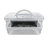 Mealworm Rearing Box - Transparent Mesh as Food Habitat, Farmbox for Sugar Gliders, Reptiles, Birds, Chickens, Lizards, Bearded Dragons, Frogs, Rearing Container with Double Mesh Filter and
