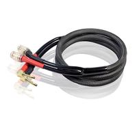 Meamaz 4.26ft/1.3M Banana Plug 2-Male Right Angle to 2-Female Speaker Cable with Nylon Braided and Silicone Cover Easy Plug and Play for Speaker Power AMP Audio Mixer Home Theater