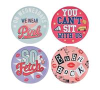 Mean Girls Coasters Set of 4 - Officially Licensed Merch - 89mm Metal Drink Coasters with Non-Slip Cork Base