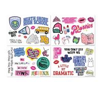 Mean Girls Tech Decal Stickers - Set of 4 Reusable Sticker Sheets with Iconic Quotes & Artwork - Officially Licensed Laptop, Phone & Tablet Decals