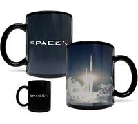 Mean Muggin SpaceX Falcon Rocket Launch Color Changing Heat Sensitive 11 Fluid Ounce Mug - Black Ceramic - Foam Box Protection - Space/Science/NASA/Tesla/Rocket Gift