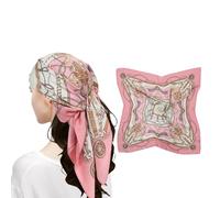 MEANBEAUTY 27.5" Square Silk Like Head Scarf for Women Satin Wrapping Scarves Bandanas Headwear-Floral-8