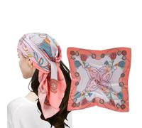 MEANBEAUTY 27.5" Square Silk Like Head Scarf for Women Satin Wrapping Scarves Bandanas Headwear-Floral 13