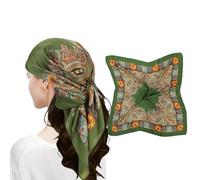 MEANBEAUTY 27.5" Square Silk Like Head Scarf for Women Satin Wrapping Scarves Bandanas Headwear-Floral-4