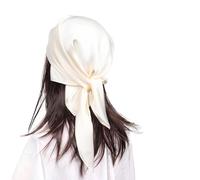 MEANBEAUTY Square Silk Like Head Scarf for Women Satin Bandana Head Scarves Neck Scarfs 27.5 Inch(Cream)
