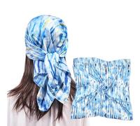 MEANBEAUTY Square Silk Like Head Scarf for Women Satin Bandana Head Scarves Neck Scarfs 27.5 Inch-Floral 8
