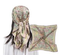MEANBEAUTY Square Silk Like Head Scarf for Women Satin Bandana Head Scarves Neck Scarfs 27.5 Inch-Floral 11