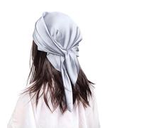 MEANBEAUTY Square Silk Like Head Scarf for Women Satin Bandana Head Scarves Neck Scarfs 27.5 Inch(Grey)