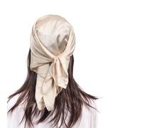 MEANBEAUTY Square Silk Like Head Scarf for Women Satin Bandana Head Scarves Neck Scarfs 27.5 Inch-Linen gray