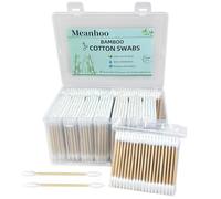 Meanhoo Bamboo Cotton Swabs 1000 Count in Storage Box, Double-Tipped Organic Cotton Buds with Durable Bamboo Sticks, for Makeup, Ear Care, Cleaning （Pointed）