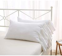 Meaning4 Pair of Long Ruffle Fish Tail Cotton Cushion Covers White 40x60cm