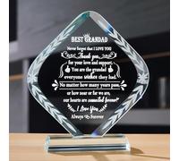 Meaningful Crystal Gifts for Grandad From Grandchildren I Love You Personalised Glass Ornaments Birthday Presents for Grandfather Christams Keepsakes for Him Table Plaque Decor