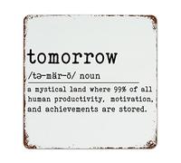 Meaningful Word Interpretation Rustic Metal Sign Wall Art Decor Tomorrow Definition Word Description Wood Grain Life Positive Shabby Metal Sign for Farmhouse Porch Store Wall Decor 12x12in