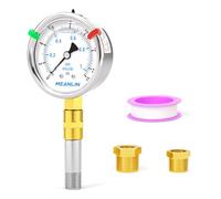 MEANLIN MEASURE 0~15Psi Heater Heavy Liquid Filled Pressure Gauge 1/4" NPT 2.5" FACE DIAL Stainless Steel Lower Mount for Low Pressure Portable Oil Fired Heaters, with Hex Bushing