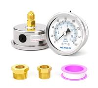 MEANLIN MEASURE 0~160Psi Dry Pressure Gauge Stainless Steel 1/4" BSP 2" FACE DIAL Waterproof for Well Pump Water Tire Water Pressure Tester Back Mount, with 1/2" BSP and 3/8" BSP Hex Bushing
