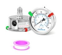MEANLIN MEASURE 0~160Psi Liquid Filled Pressure Gauge Stainless Steel with 316 Stainless Steel Joint 1/4" BSP 2.5" FACE DIAL for Air Compressor Air Regulator Water Filter Center Back Mount
