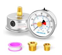 MEANLIN MEASURE 0~160Psi Stainless Steel 1/4" NPT 2.5" FACE DIAL with Reset Pointer Liquid Filled Pressure Gauge WOG Water Oil Air, Back Mount, with Brass Hex Bushing