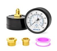MEANLIN MEASURE 0~160Psi Well Pump Pressure Gauge, 2" DIAL FACE 1/8" BSP, with 1/4" BSP and 3/8" BSP Hex Bushing, Pool Sand Filter Water Oil Air Pressure Test Back Mount