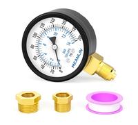 MEANLIN MEASURE 0~200Psi/0~14BAR Well Pump Pressure Gauge 2" DIAL FACE 1/4" BSP, with 1/4" x 1/2" BSP and 1/4" x 3/8" BSP Hex Bushing, Pool Sand Filter Water Oil Air Pressure Test Center Lower Mount