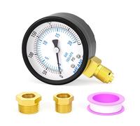 MEANLIN MEASURE 0-300Psi/0-20BAR Well Pump Pressure Gauge, 2"DIAL FACE 1/4" BSP,with 1/2" and 3/8" BSP Hex Bushing, Pool Sand Filter Water Oil Air Pressure Test Center Lower Mount