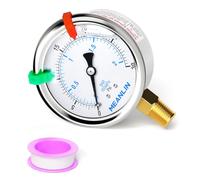 MEANLIN MEASURE 0~30Psi Liquid Filled Pressure Gauge 1/4" NPT 2.5" FACE DIAL Stainless Steel Glycerin Filled WOG Water Oil Air Lower Mount
