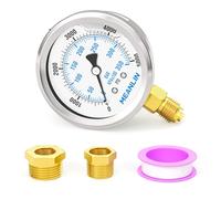 MEANLIN MEASURE 0~5000Psi/0~350BAR Liquid Filled Pressure Gauge,Stainless Steel 1/4" BSP 2.5" FACE DIAL,WOG Water Oil Air Lower Mount, with 1/4" x 1/2" BSP and 1/4" x 3/8" BSP Hex Bushing