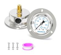 MEANLIN MEASURE 0~5000Psi Liquid Filled Pressure Gauge Front Flange Panel Mount, 1/4" NPT 2.5" FACE DIAL Stainless Steel Case with Phillips Screw and Nut, +/-3-2-3%