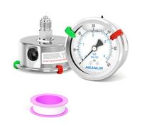 MEANLIN MEASURE 0~60Psi/0~4Bar Liquid Filled Pressure Gauge Stainless Steel with 316 Stainless Steel Joint 1/4" BSP 2.5" FACE DIAL for Air Compressor Air Regulator Water Filter Center Back Mount
