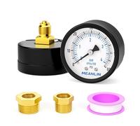 MEANLIN MEASURE 0-60Psi/0-4BAR Well Pump Pressure Gauge, 2" DIAL FACE 1/4" BSP, with 1/2" and 3/8" BSP Hex Bushing, Pool Sand Filter Water Oil Air Pressure Test Back Mount