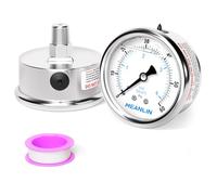 MEANLIN MEASURE 0~60Psi Liquid Filled Pressure Gauge Stainless Steel with 316 Stainless Steel Joint 1/4" NPT 2.5" FACE DIAL for Pool Filter Pump Water Oil Air Compressor Center Back Mount