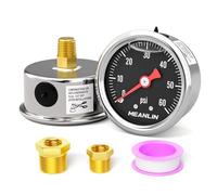 MEANLIN MEASURE 0~60Psi Stainless Steel 1/8" NPT 1.5" FACE DIAL, Glycerin Filled Fuel Pressure Gauge, Liquid Filled Pressure Gauge WOG Water Oil Gas Back Mount(Black)