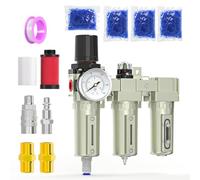 MEANLIN MEASURE 1/2" BSP Heavy Duty Industrial Grade 3 Stage Air Drying System, Auto Drain, Coalescing Filter, Particulate Filter, Desiccant Dryer and Air Regulator For Plasma Cutter and Paint Spray