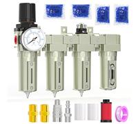 MEANLIN MEASURE 1/2"BSP Heavy Duty Industrial Grade 4 Stage Air Drying System,Manual Drain,Double Particulate Filter,Desiccant Dryer and Air Regulator For Plasma Cutter and Paint Spray