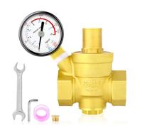 MEANLIN MEASURE 1/2 inch Brass Water Pressure regulating Valve,Pressure reducing Valve, DN15, with 0-220PSI/0-16BAR Pressure Gauge