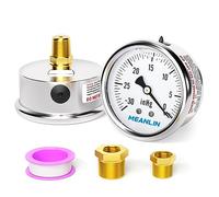 MEANLIN MEASURE -30~0Psi Stainless Steel 1/4" NPT 2.5" Single Scale FACE DIAL,Glycerin Filled Fuel Pressure Gauge,Liquid Filled Pressure Gauge WOG Water Oil Gas Back Mount
