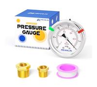 MEANLIN MEASURE -30~0Psi Vacuum Gauge Stainless Steel Liquid Filled 1/4" NPT 2" FACE DIAL for Air Compressor HVAC Negative Pressure Hand Pump Pool Center Back Mount, with Hex Bushing and 2PCS Snaps