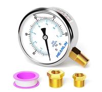 MEANLIN MEASURE Stainless Steel 1/4" NPT 2.5" FACE DIAL Liquid Filled Pressure Gauge WOG Water Oil Gas Lower Mount（0~100Psi）