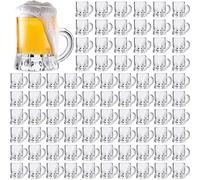 Meanplan 100 Pieces Mini Beer Mugs Bulk Shot Glasses Set 1oz Small Clear Stein with Handles Mini Tasting Whiskey Cups for Drinking Beer Festival Birthday BBQ Bar Party (Plastic)