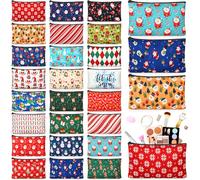 Meanplan 24 Pcs Cosmetic Bags Makeup Bags Toiletry Pouch with Zipper Travel Cosmetic Organizer for Women and Girls 24 Styles, Fresh Color, Christmas