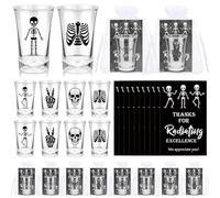 Meanplan 30 Sets Rad Tech Week Gift Bulk X-ray Tech Appreciation Gift Funny Skeleton Acrylic Shot Glasses with Thank You Card Organza Bag for Radiology Nurse Doctor Nursing Student Office (Multiple)