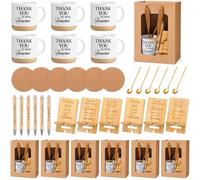 Meanplan 36 Pcs Thank You Gifts Set Employee Appreciation Gifts Coffee Mug with Spoon Inspirational Ballpoint Pen Wooden Phone Stands Cork Coasters Present Set for Team Coworker Staff Teacher