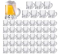 Meanplan 48 Pieces Mini Beer Mugs Bulk Shot Glasses Set 1oz Small Clear Stein with Handles Mini Tasting Whiskey Cups for Drinking Beer Festival Birthday BBQ Bar Party (Plastic)