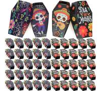 Meanplan 60 Pcs Day of the Dead Coffin Candy Box Dia De Los Muertos Goodie Treat Gift Boxes Skull Snack Food Packages Halloween Mexican Fiesta Party Supplies Favors