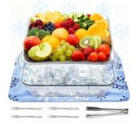 Meanplan 8 Pcs Chilled Serving Tray for Parties & Reusable Freezable Ice Mat Sheets for Coolers and 11.8" Ice Mat Chill for Food Trays 9" Cold Served Trays for Cheese Deli Meat Veggie Plates Picnics