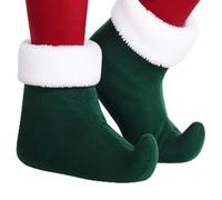 Meanplan Christmas Elf Shoes Santa Elf Boot Covers for Adults Kids Xmas Cosplay Accessories, 30 cm/ 1.81 Inches, Green White, One Size
