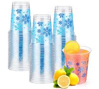 Meanplan Snowflake Cups, Disposable Plastic Clear Party Cups Winter Party Favors for Kids Birthday Holiday Baby Shower Party Decoration Guest Coffee Tea Water Milk Drinking Supplies (60 Pieces)