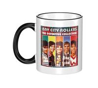MEANPOTY 11oz Ceramic Mug Pop Rollers-Rock Band Double-Sided Ceramic Mug with Colored Edges, Ceramic Coffee Cup Big Tea Cup for Office and Home